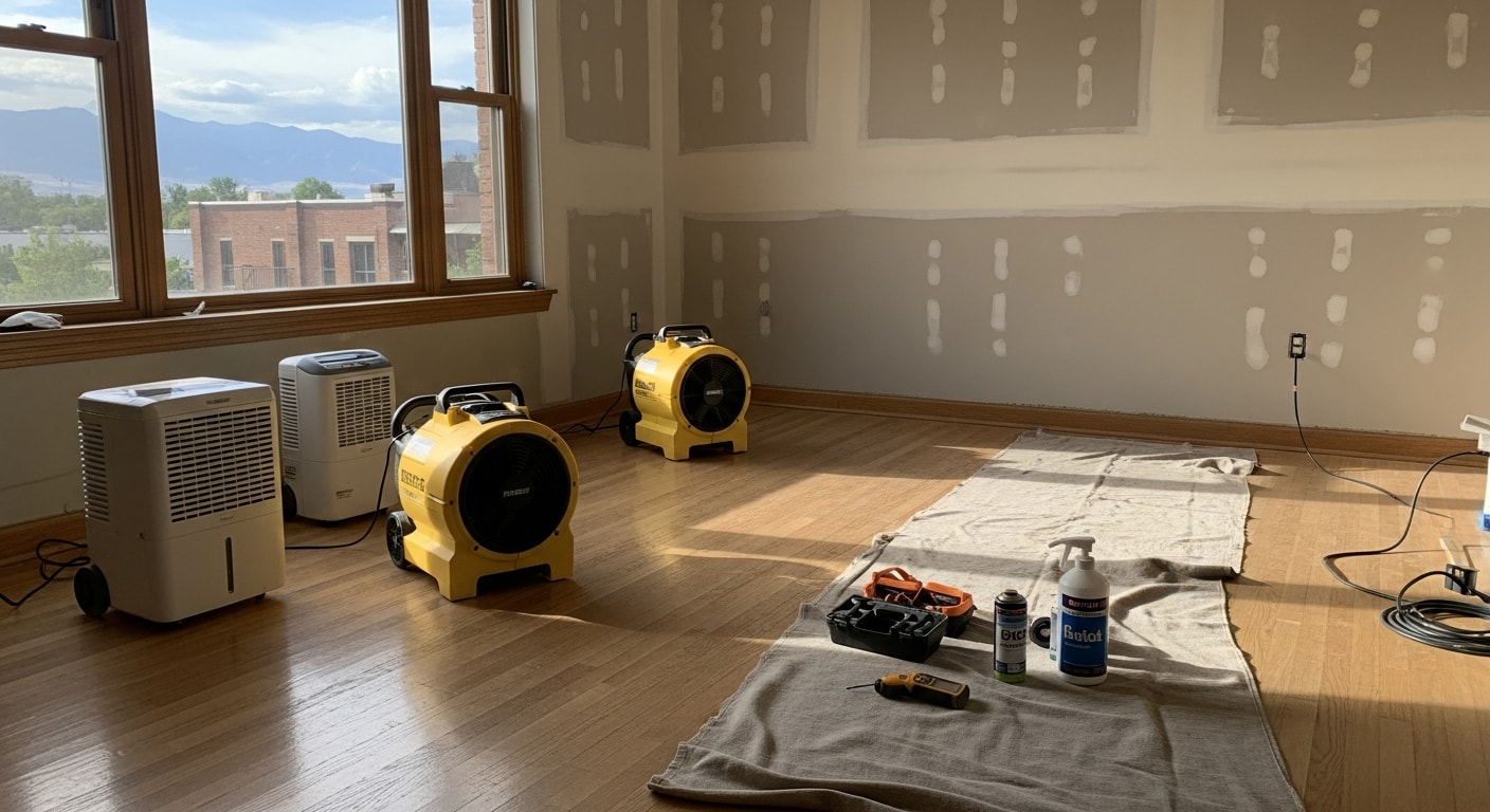 Restoration crew working on water-damaged property in Denver