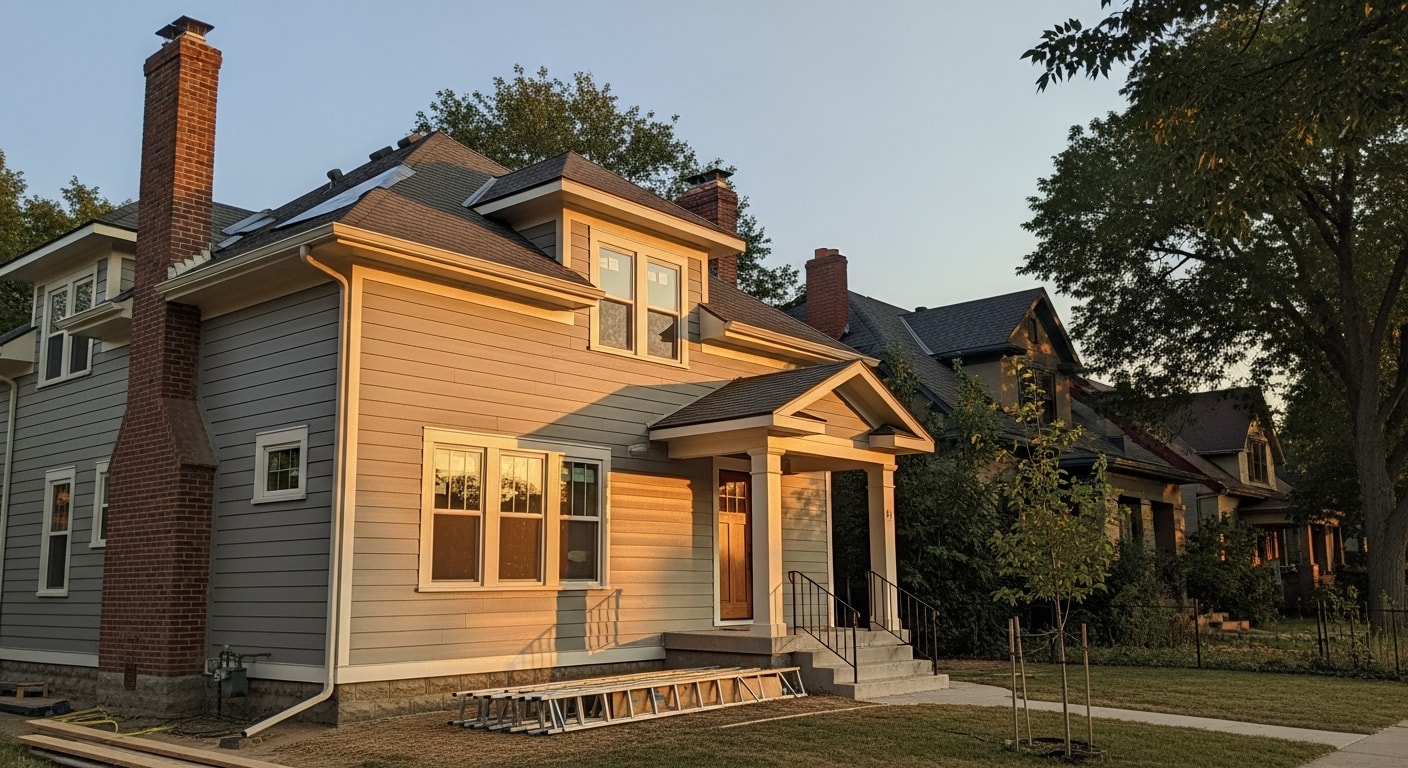 Residential home in Denver neighborhood with new exterior work completed, showing quality craftsmanship and attention to detail.