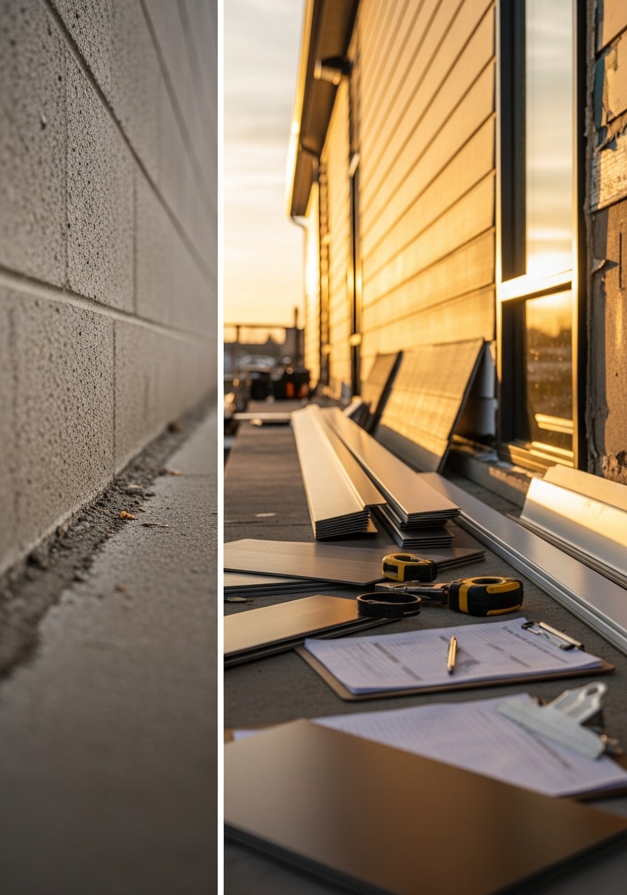 Contractor team on northeast Denver property carefully installing and inspecting exterior materials.